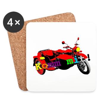 Sidecar Komm mit! Bunt und schön. - Untersetzer (4er-Set) - Weiß - Vorne
