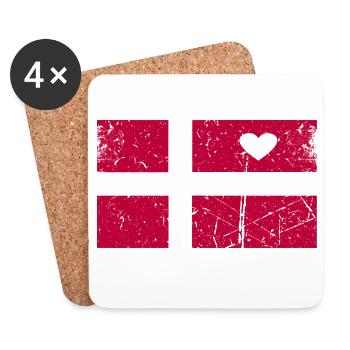 Denmark Flag Design T-Shirt - Coasters (set of 4) - white - Front