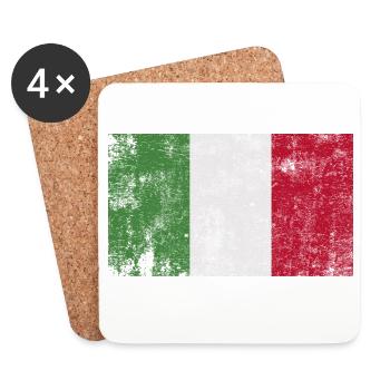 Flagge Italien Fahne Grunge Retro Vintage - Untersetzer (4er-Set) - Weiß - Vorne