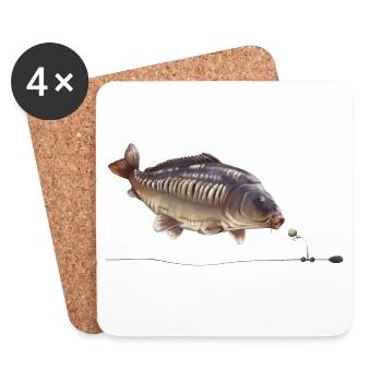 Spiegelkarpfen-Chod-Rig-Angeldesign - Untersetzer (4er-Set) - Weiß - Vorne