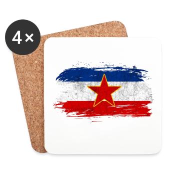 Drapeau vintage de la Yougoslavie - Dessous de verre (lot de 4) - blanc - Devant