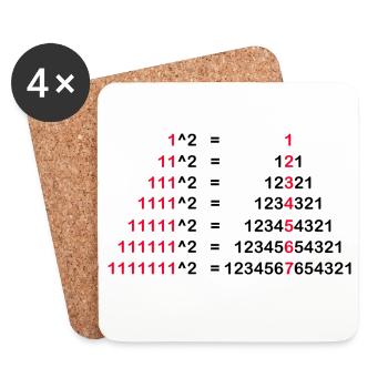 ZAHLEN POTENZWERT PALINDROM 1x1 HOCH ZWEI GESCHENK - Untersetzer (4er-Set) - Weiß - Vorne