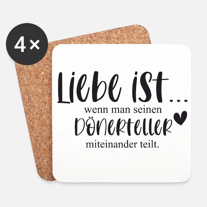 Liebe Dönerteller Döner lustiger Spruch Paare - Untersetzer (4er-Set) - Weiß