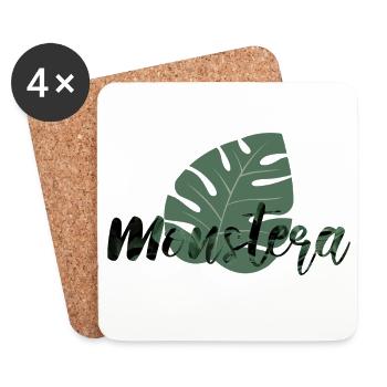 Monstera Vibes Motif Plante Vert Cadeau - Dessous de verre (lot de 4) - blanc - Devant