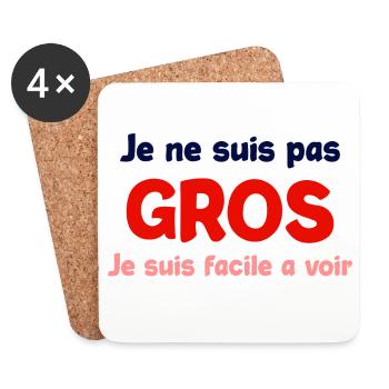 Je ne suis pas gros humour - Dessous de verre (lot de 4) - blanc - Devant