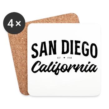 San Diego Vintage Schriftzug - Untersetzer (4er-Set) - Weiß - Vorne