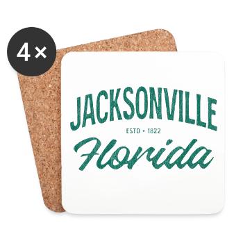 Jacksonville Florida Vintage Script - Coasters (set of 4) - white - Front