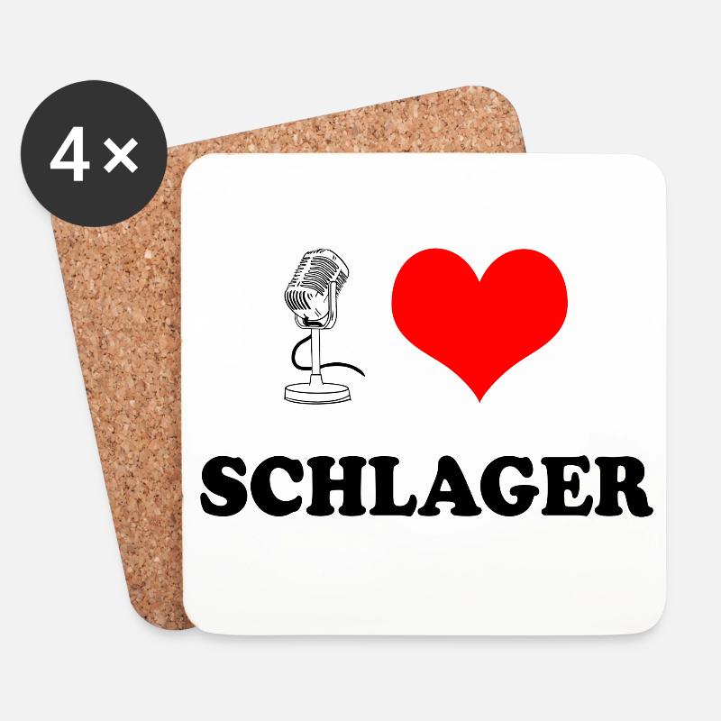 Ich liebe Schlager - Untersetzer (4er-Set) - Weiß