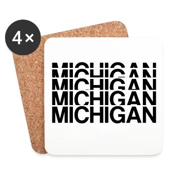 Séquence de la ligne du Michigan - Dessous de verre (lot de 4) - blanc - Devant