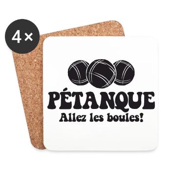 3 Boulekugeln für Bouler Boulekugel Petanque Boule - Untersetzer (4er-Set) - Weiß - Vorne