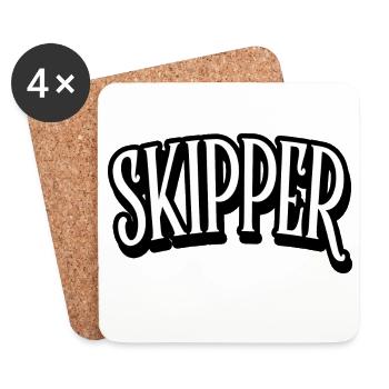 Skipper Shirt Sailing Sail - Coasters (set of 4) - white - Front