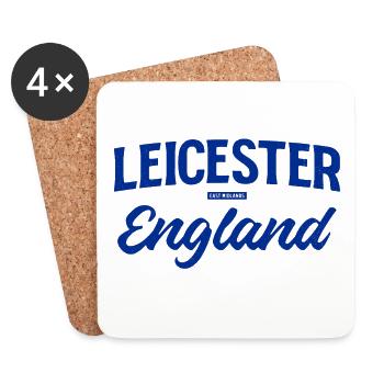 Leicester England Script Logo - Coasters (set of 4) - white - Front