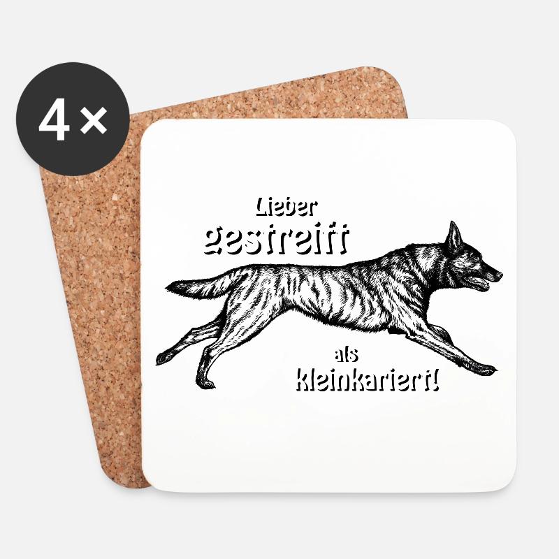 Lieber gestreift als kleinkariert - 2 - Untersetzer (4er-Set) - Weiß