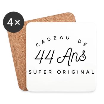 Cadeau 44 ans  - Dessous de verre (lot de 4) - blanc - Devant