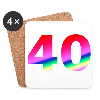 geburtstagsgeschenk, 40 Pinktöne - Untersetzer (4er-Set) - Weiß - Vorne