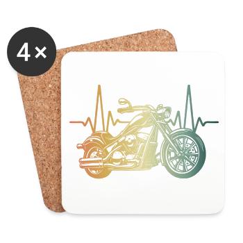 Herzschlag Motorrad Chopper - Untersetzer (4er-Set) - Weiß - Vorne