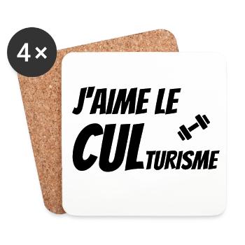 musculation, salle de musculation, culturisme - Dessous de verre (lot de 4) - blanc - Devant