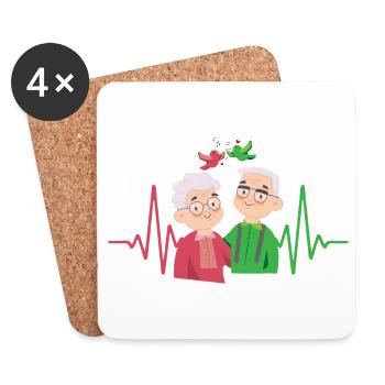Seniors Heartbeat Care ECG Pulse - Coasters (set of 4) - white - Front