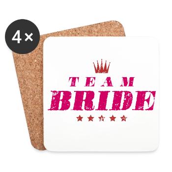 Team Bride Hochzeit Spruch - Untersetzer (4er-Set) - Weiß - Vorne