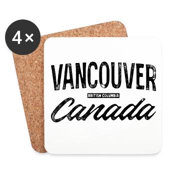 Vancouver, Canada, Rétro Lettering Design - Dessous de verre (lot de 4) - blanc - Devant