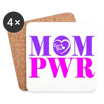 Mompower Strong Mom | Color changeable - Coasters (set of 4) - white - Front