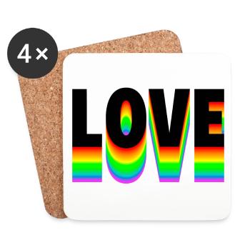 Love Text Regenbogen - Untersetzer (4er-Set) - Weiß - Vorne