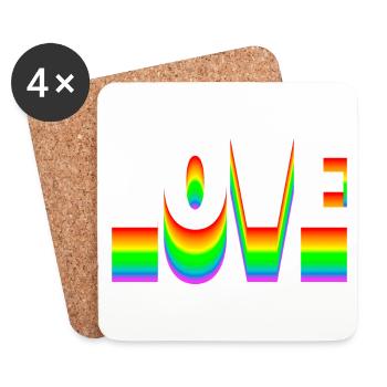 Love Text Regenbogen - Untersetzer (4er-Set) - Weiß - Vorne