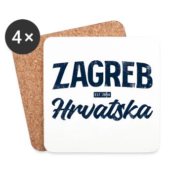 Zagreb Blau Kroatisch Schrift - Untersetzer (4er-Set) - Weiß - Vorne