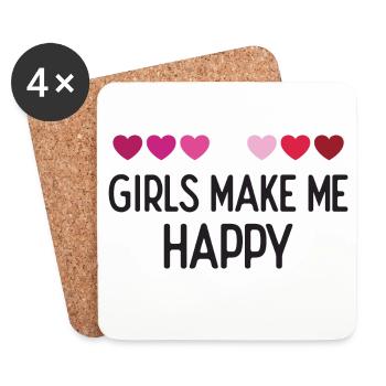 Mois de la fierté LGBTQ - Les filles me rendent heureuse - Dessous de verre (lot de 4) - blanc - Devant