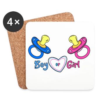 Boy or Girl Herzdesign Babyprint - Untersetzer (4er-Set) - Weiß - Vorne