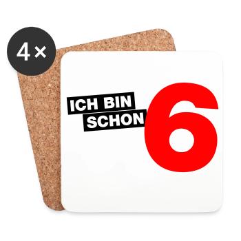 Ich bin schon 6 - Untersetzer (4er-Set) - Weiß - Vorne