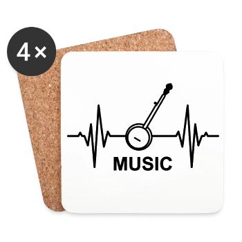 Musik EKG Herzlinie - Untersetzer (4er-Set) - Weiß - Vorne