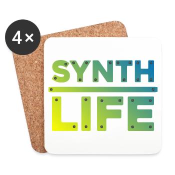 Synth Life Blau Gelb Überarbeitung - Untersetzer (4er-Set) - Weiß - Vorne