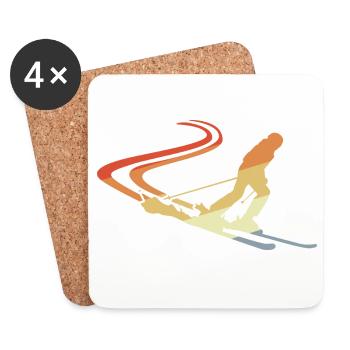 Dessin de skieur drôle - Dessous de verre (lot de 4) - blanc - Devant