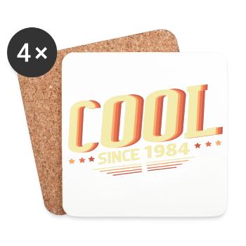 Geburtstag - Cool seit 1984 - Retro-Look - Untersetzer (4er-Set) - Weiß - Vorne