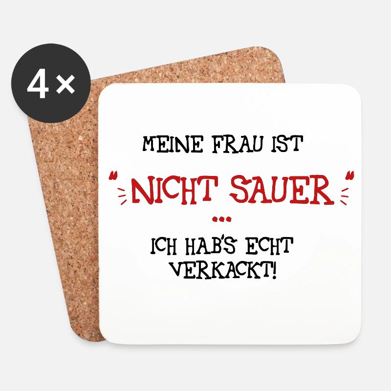 Meine Frau ist nicht sauer - Untersetzer (4er-Set) - Weiß