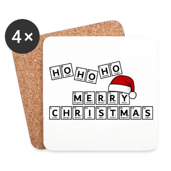 Ho Ho Ho Merry Christmas - Coasters (set of 4) - white - Front