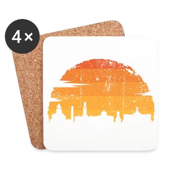 Silhouette d’horizon du coucher de soleil - Dessous de verre (lot de 4) - blanc - Devant