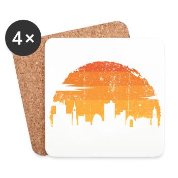 Sunset City Silhouette - Coasters (set of 4) - white - Front