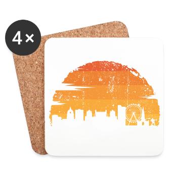 Silhouette d’horizon du coucher de soleil - Dessous de verre (lot de 4) - blanc - Devant