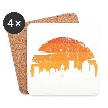 Sonnenuntergang Skyline Silhouette - Untersetzer (4er-Set) - Weiß - Vorne
