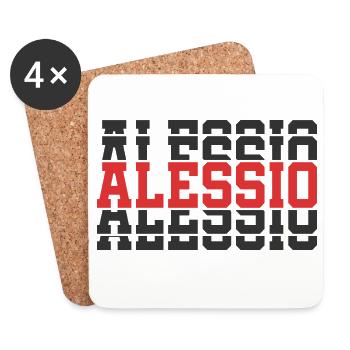 Alessio T-Shirt T-Shirt gestapelter Text Geschenkidee - Untersetzer (4er-Set) - Weiß - Vorne