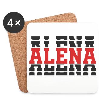 Alena t-shirt stacked text gift idea t-shirt - Coasters (set of 4) - white - Front