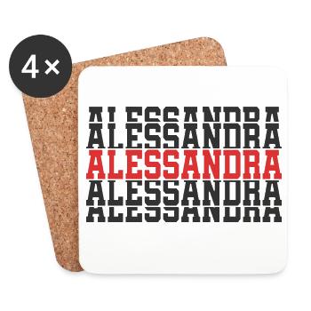 Alessandra t-shirt stacked text gift t-shirt - Coasters (set of 4) - white - Front