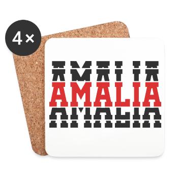 Amalia t-shirt t-shirt idée cadeau texte empilé - Dessous de verre (lot de 4) - blanc - Devant