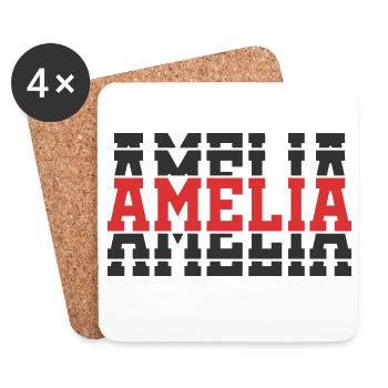 t-shirt Amelia t-shirt gift idea stacked text - Coasters (set of 4) - white - Front