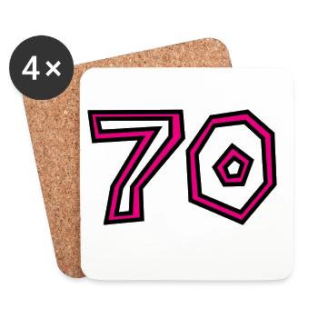 70. 70 ANS. 70e ANNIVERSAIRE. ANNIVERSAIRE 70 ANS. - Dessous de verre (lot de 4) - blanc - Devant