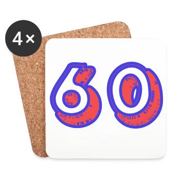 60. 60 YEARS. 60th ANNIVERSARY. 60TH BIRTHDAY. - Coasters (set of 4) - white - Front