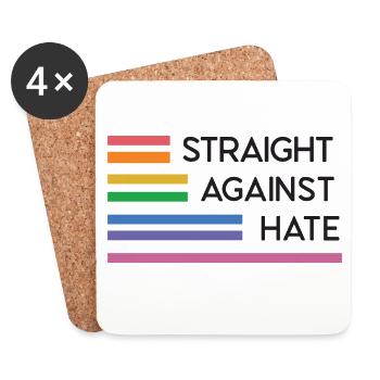 LGBT Pride Month - Direkt gegen Hass - Untersetzer (4er-Set) - Weiß - Vorne