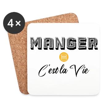 Manger C'est la Vie Nourriture - Dessous de verre (lot de 4) - blanc - Devant
